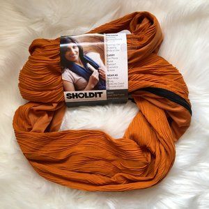 Sholdit Women's Infinity Wrap Scarf with Hidden Pocket Orange Sparrow Travel NWT